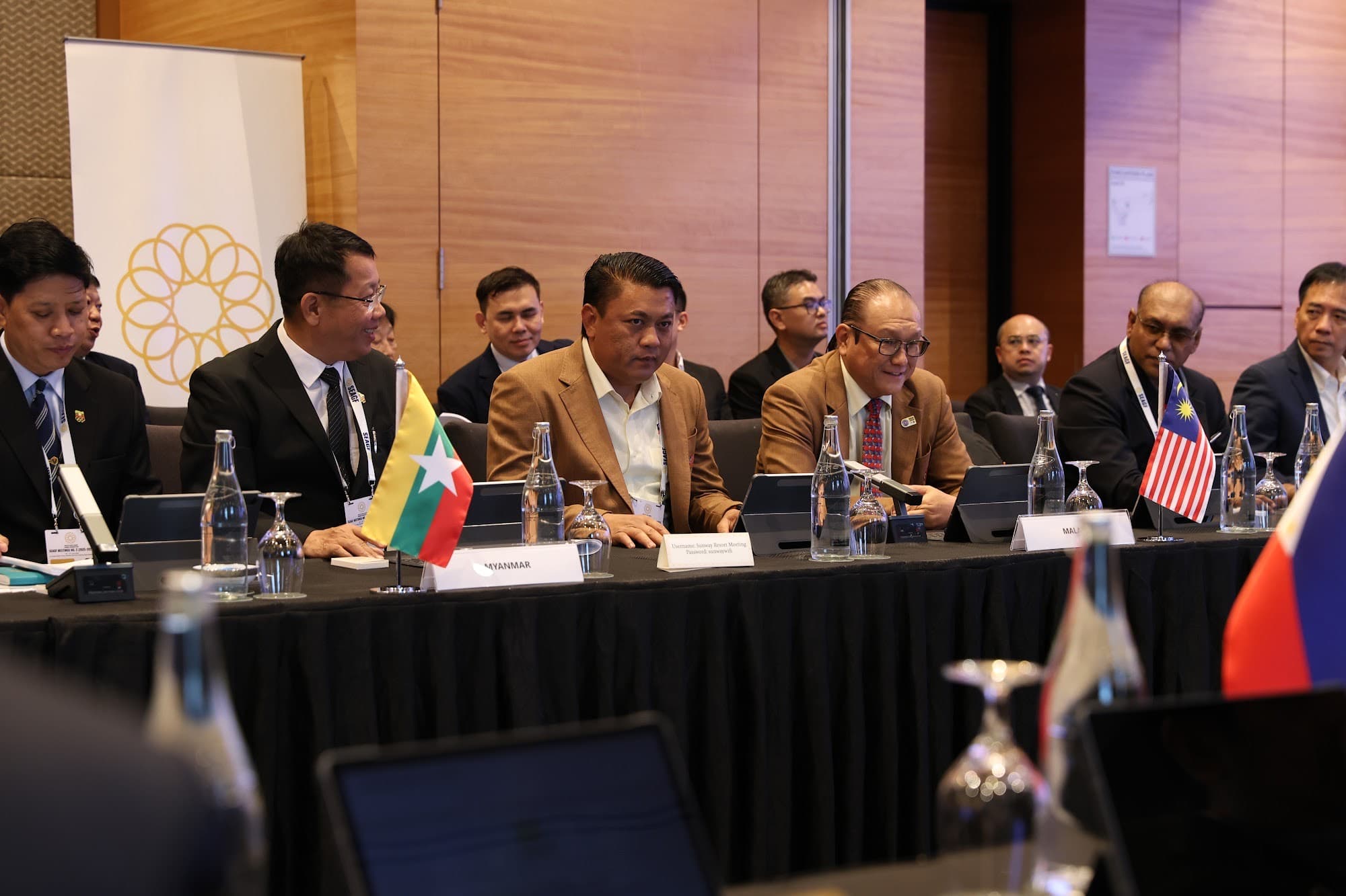 Myanmar and Malaysia delegates at the SEAGF Council meeting, Sunway Resort Hotel.