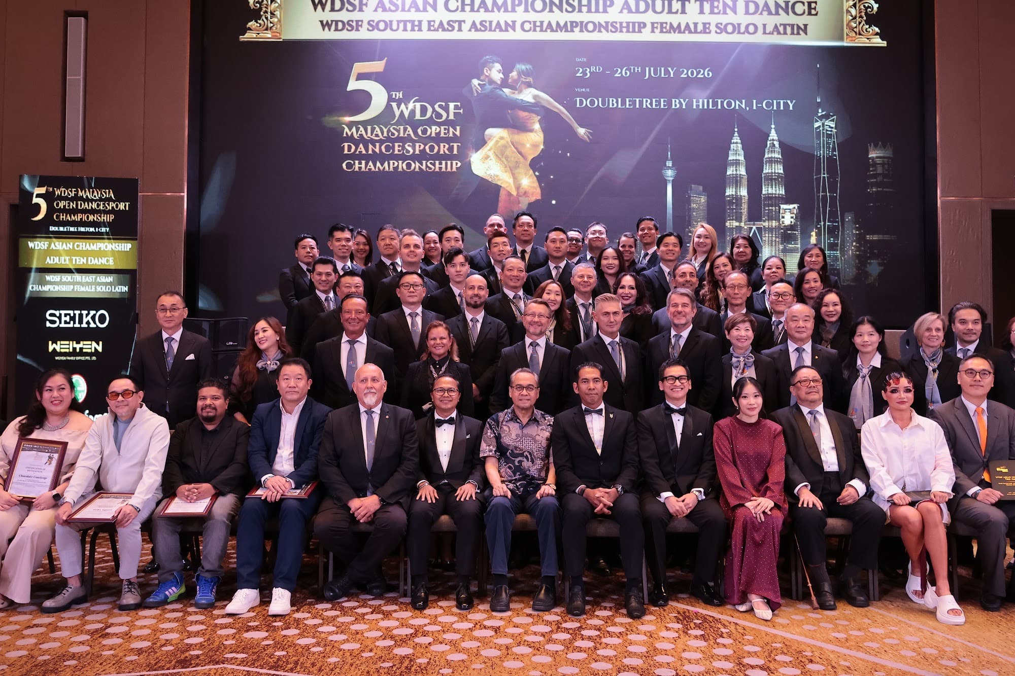 Official group at the 5th WDSF Malaysia Open DanceSport Championship, DoubleTree by Hilton, i-City.