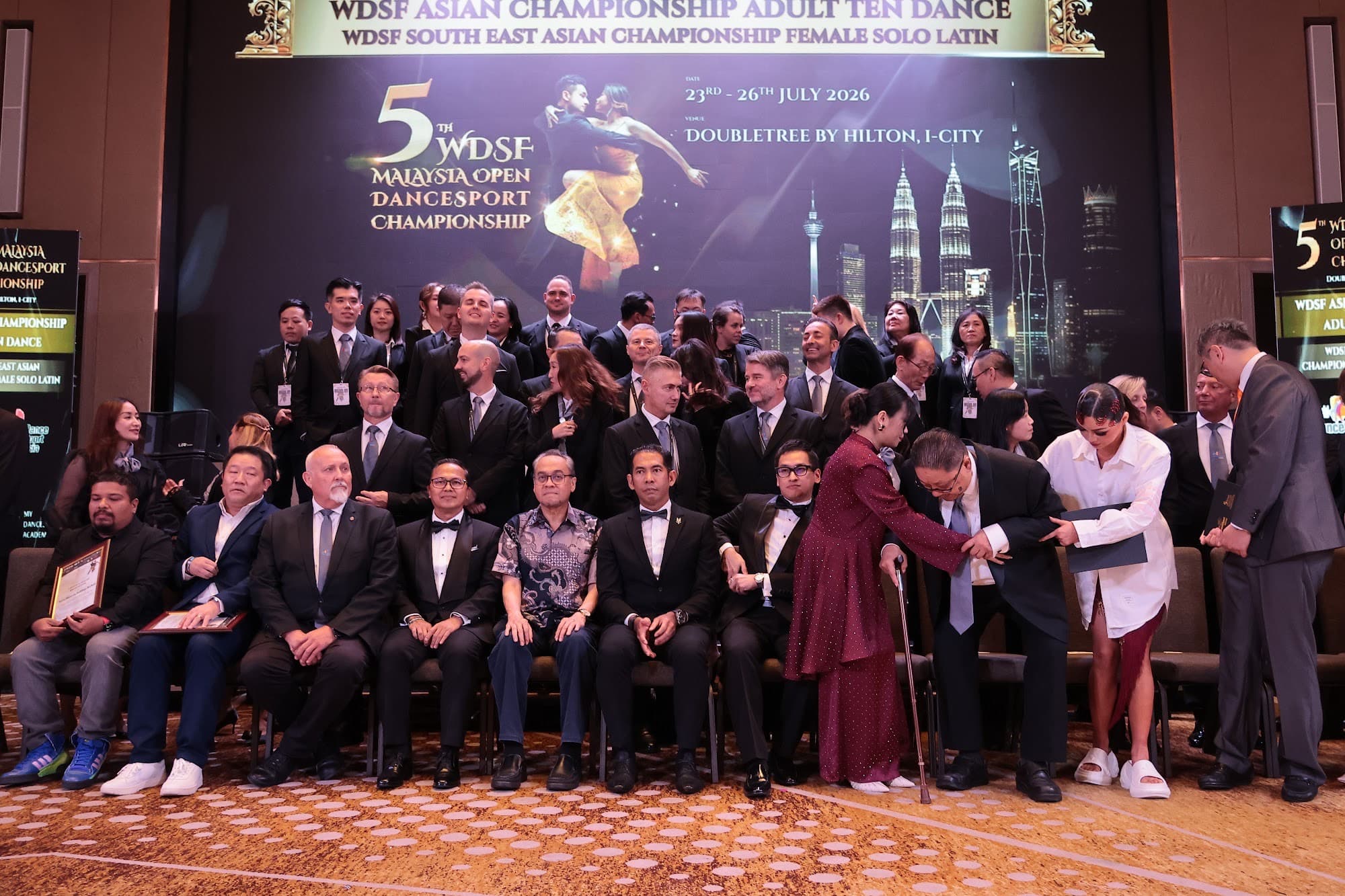 Championship backdrop at the 5th WDSF Malaysia Open, 23–26 July 2026.