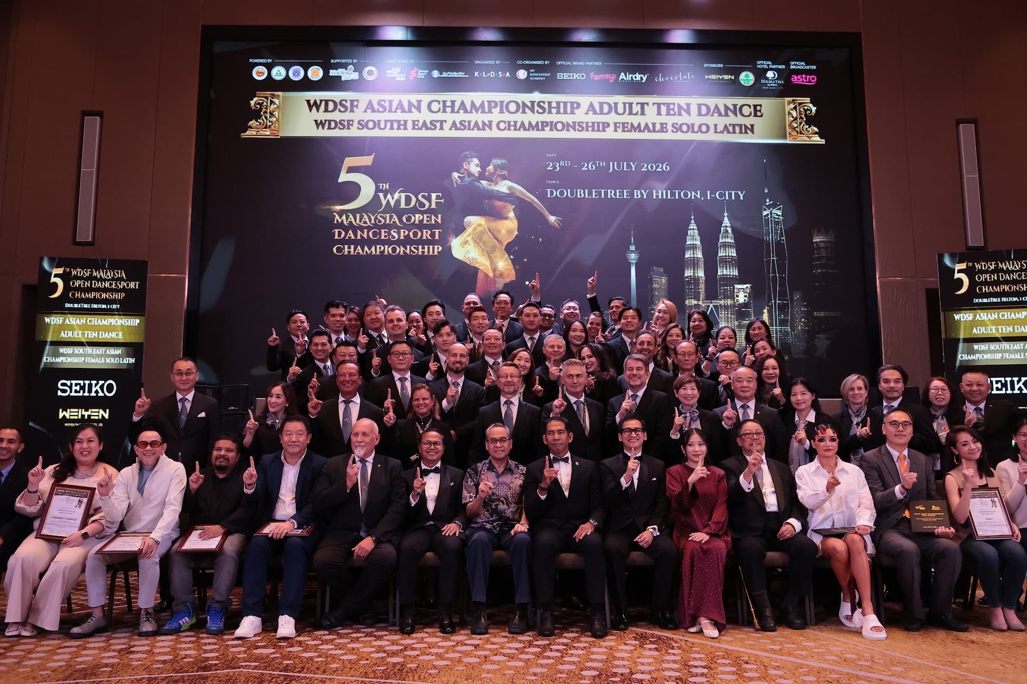 Official group photograph at the 5th WDSF Malaysia Open DanceSport Championship.