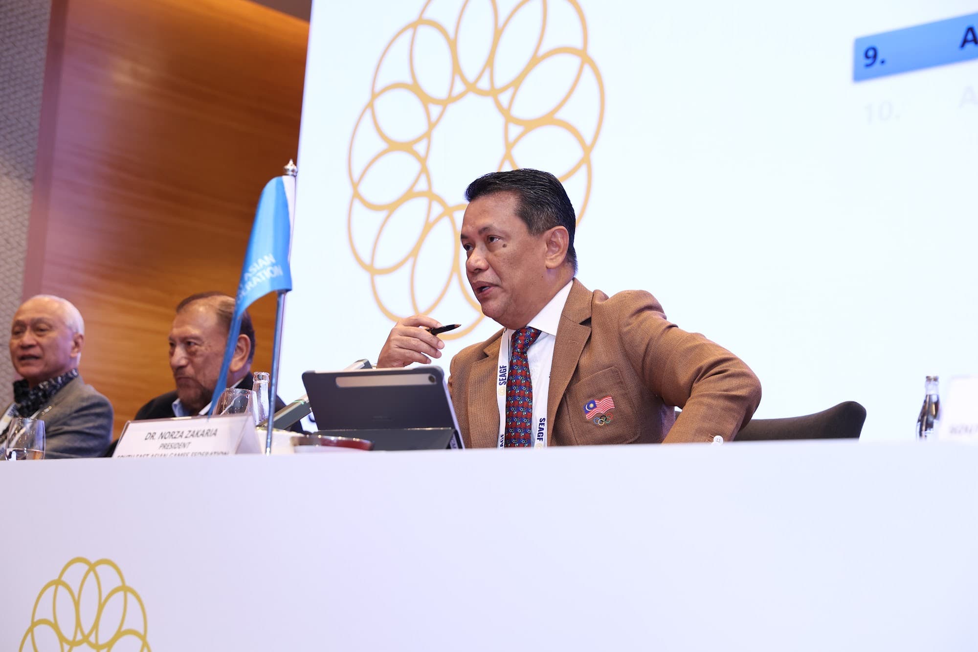 Dr Norza Zakaria, President of the South East Asian Games Federation, speaking at the council meeting.
