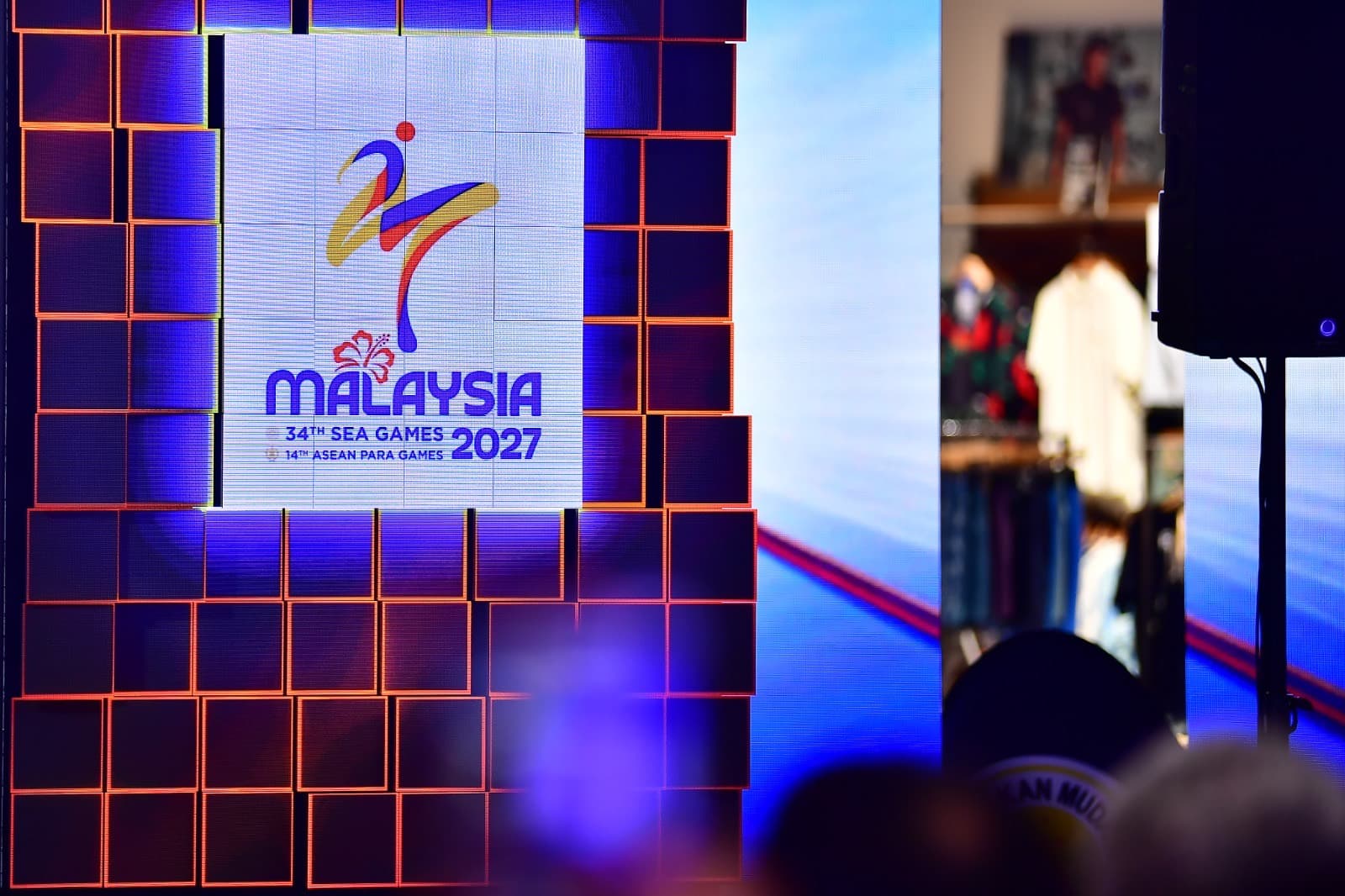 The Malaysia 2027 logo on the LED wall.