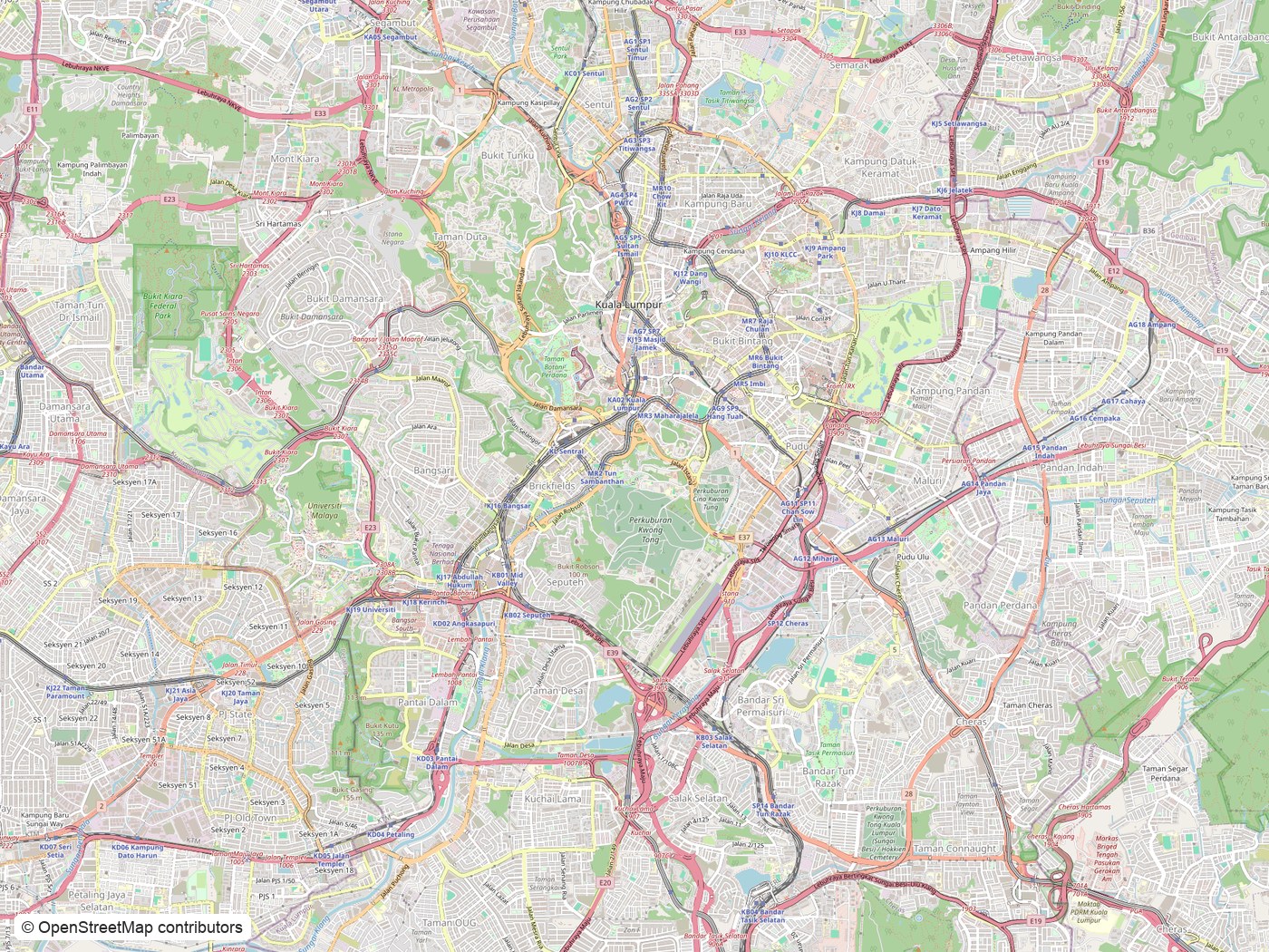 Map of Kuala Lumpur host cluster